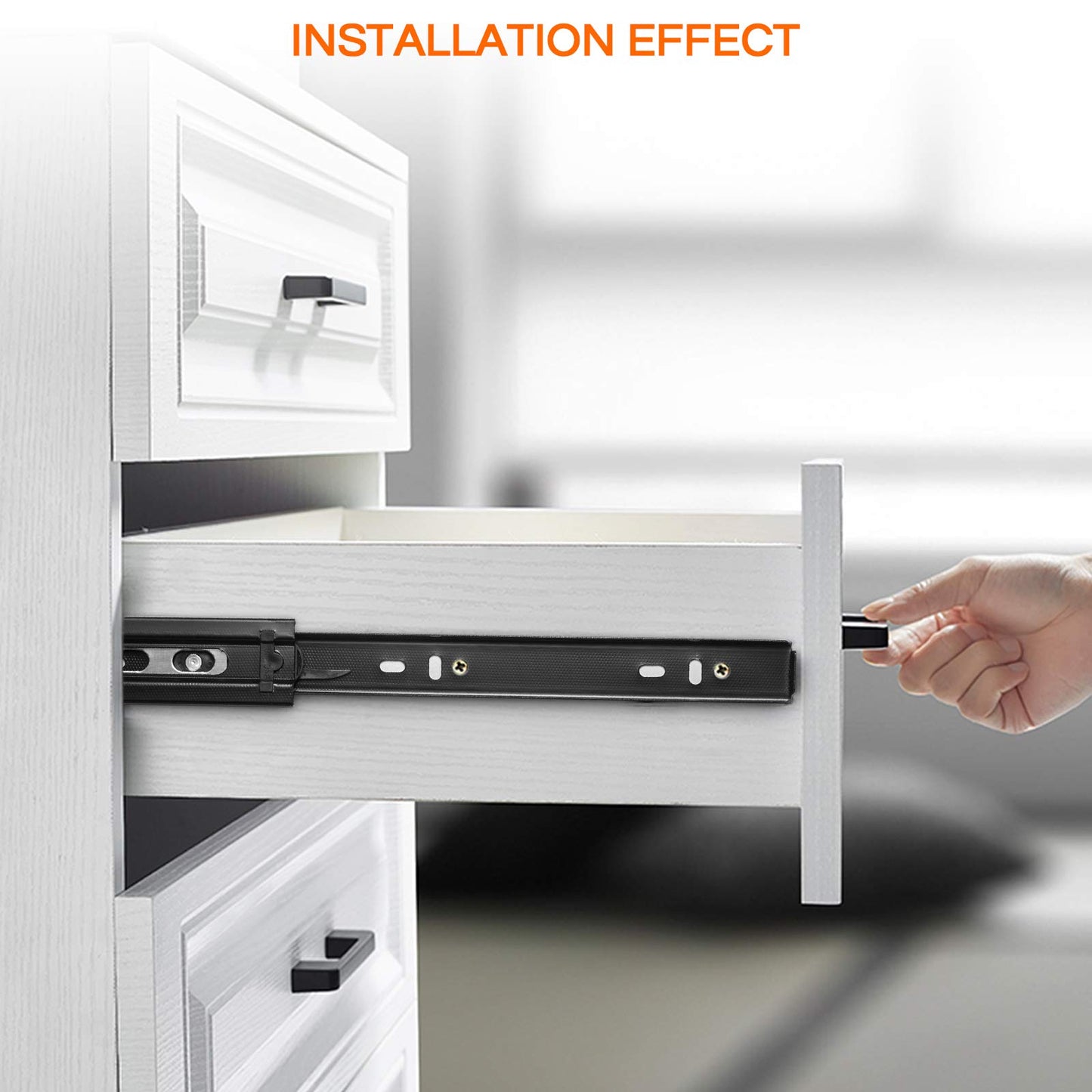 3 Pairs Drawer Slides 10 Inch, Heavy Duty Full Extension Ball Bearing, Side Mount Drawer Rails, 10" Drawer Side Mount Slides for Dresser, Cabinet, Kitchen - 100LB Capacity