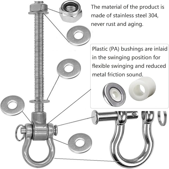 2 Bearing Silent Heavy Duty Swing Hanger Permanent Anti-Rust 180° Swing, 1500 lb Capacity sandbag Yoga Swing Hammock Chair,11''