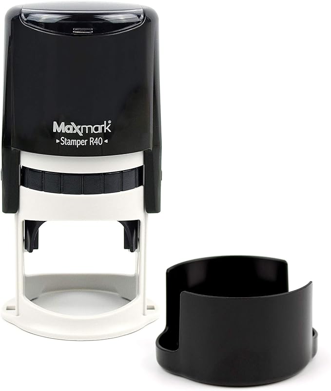 Round Notary Stamp for State of Iowa- Self Inking Stamp - Top Brand Unit with Bottom Locking Cover for Longer Lasting Stamp - 5 Year Warranty