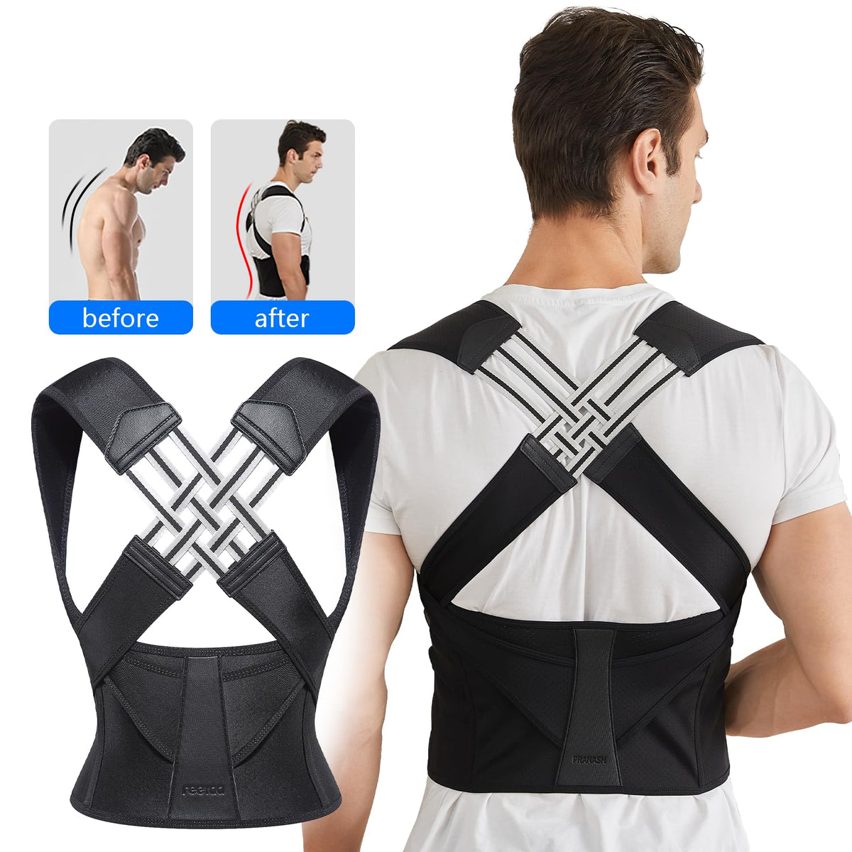 VOKOKOYA Posture Corrector for Women and Men,Adjustable Shoulder Straightener,Back Support Brace,Upper Spine scoliosis, hunchback