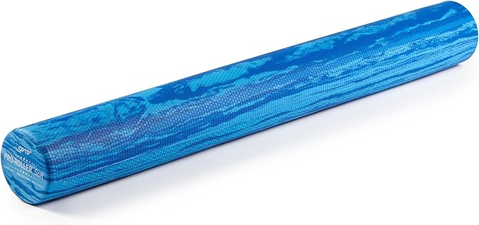 OPTP PRO-Roller Soft Density Foam Roller – Low Density Soft Foam Roller for Physical Therapy, Pilates, Yoga Foam Roll Exercises, and Muscle Recovery - Blue 36" x 4"