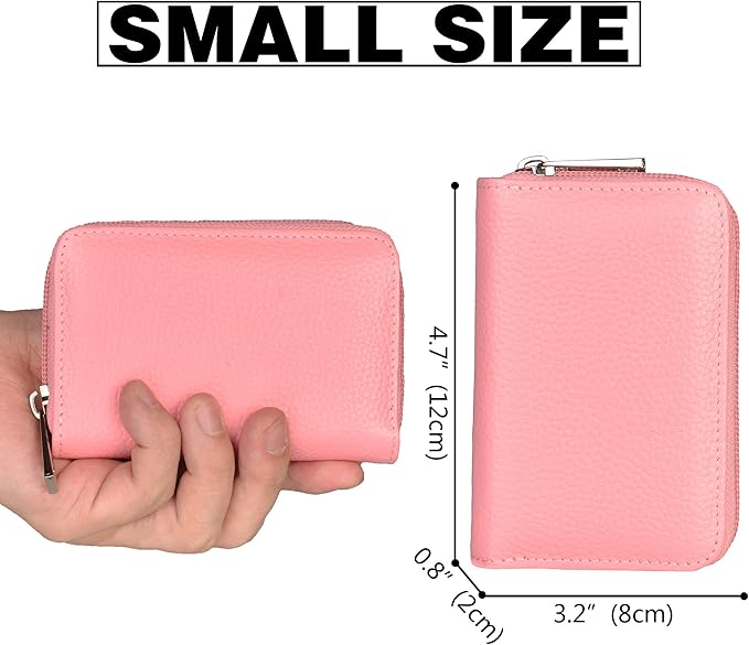 Easyoulife Genuine Leather Credit Card Holder Zipper Wallet With 26 Card Slots