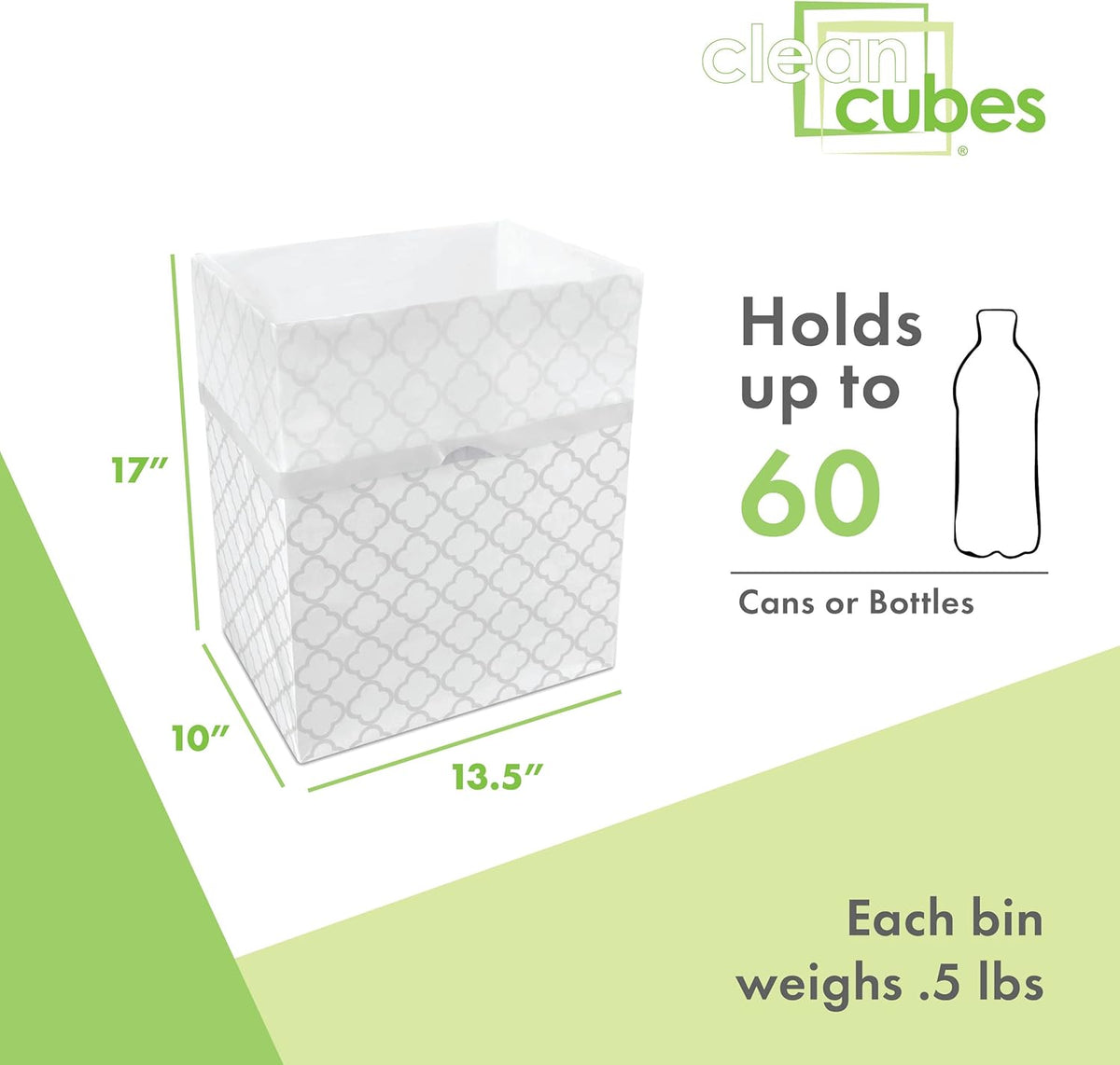 13 Gallon Disposable Pop-Up Trash Cans (3-Pack) with Fitted Bags – Foldable Garbage & Recycling Bins for Parties, Events & Kitchen (Trellis, 17" H x 13.5" W x 10" D)