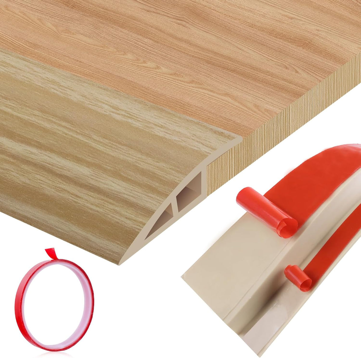 Floor Transition Strip Door Threshold 39" Floor Transition Reducer Trim on The Edges Threshold Strip Self Adhesive Suitable for Doorways, Tiles, Carpet