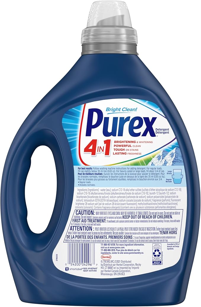 Purex Liquid Laundry Detergent, Mountain Breeze, 2X Concentrated, 126 Loads