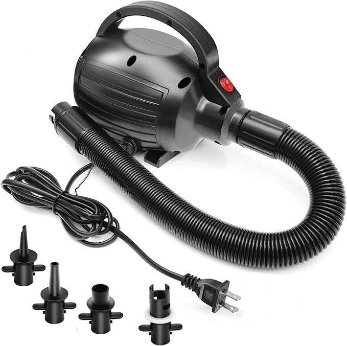 Electric Air Pumps for Inflatables Air Mattress Gymnastics Track Mat Quick Fill Inflator/Deflator for Pool Floats Dock Raft,4 Nozzles, 110-120V AC (400W)