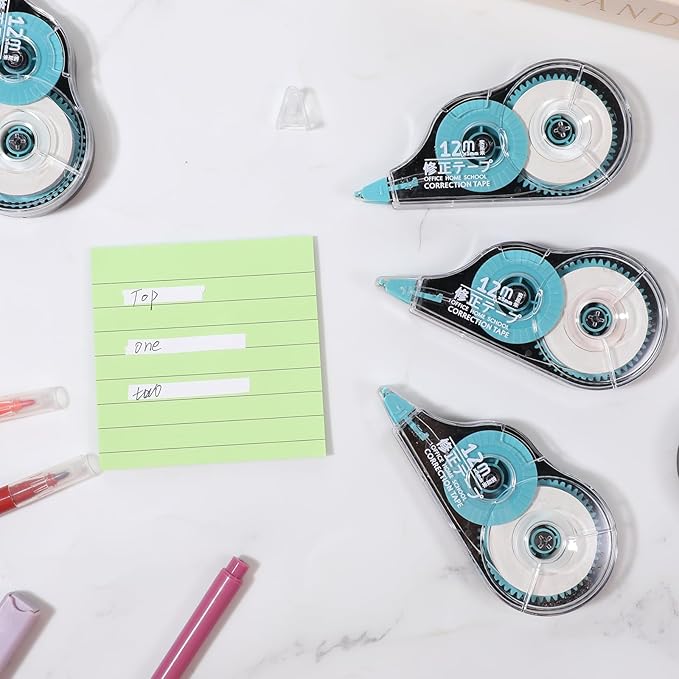 simarro 48 Pack White Correction Tape, 0.2 Inch x 39.4 Feet Easy To Use Classroom Correction Tape Wipe out Applicator Translucent Dispenser Shows for School Office Note Journal