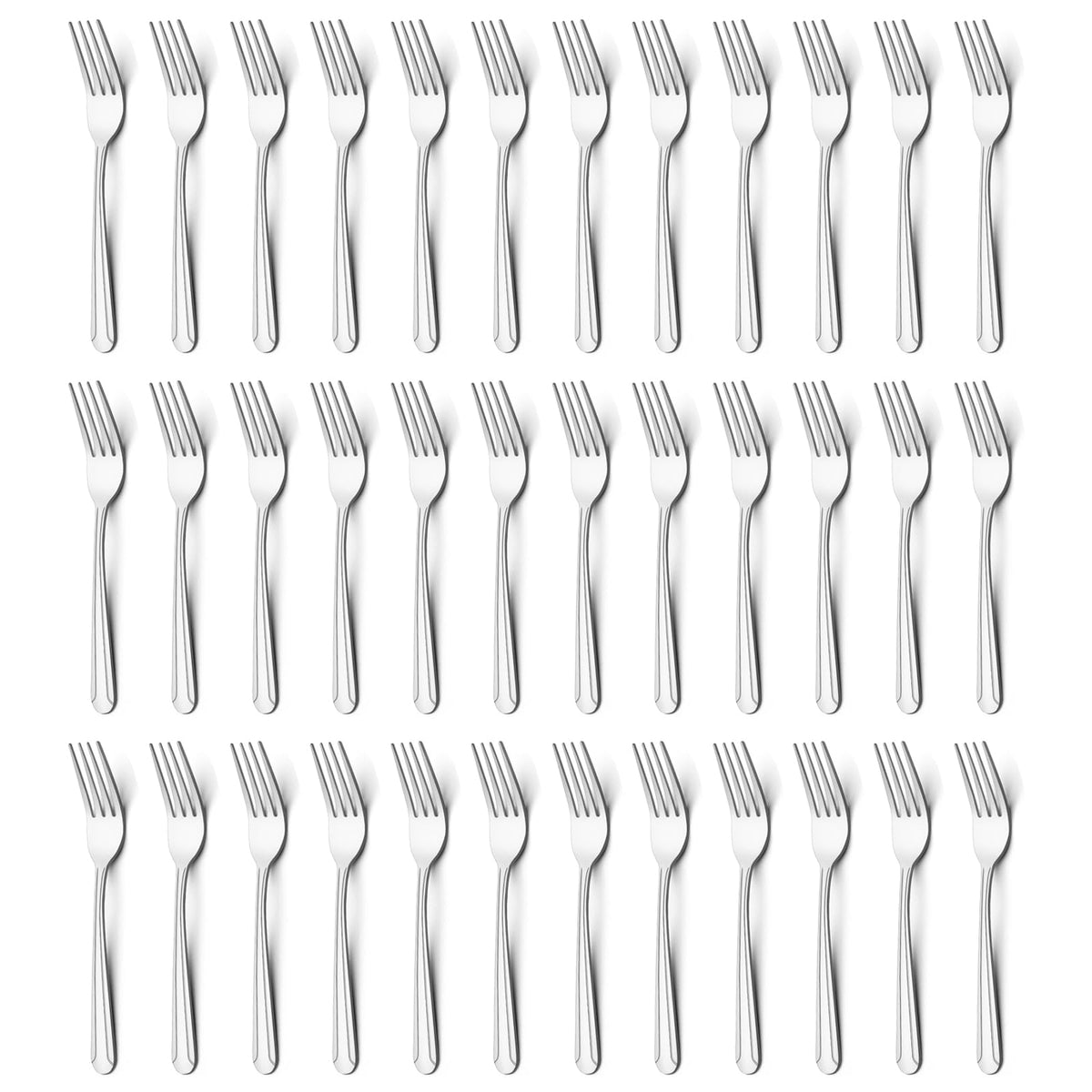 BEWOS 36-Piece Dinner Fork Set, 8.2-Inch Stainless Steel Silverware, Mirror Polished, Dishwasher Safe, For Home, Kitchen or Restaurant