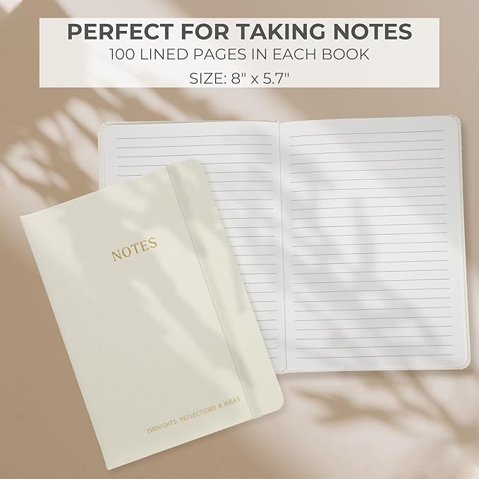 ZICOTO Aesthetic Journal Set Of 3 - Premium Linen Cover, College Ruled 8x5.7 Notebooks With Large Pockets - Ideal For Staying Organized At Work Or School