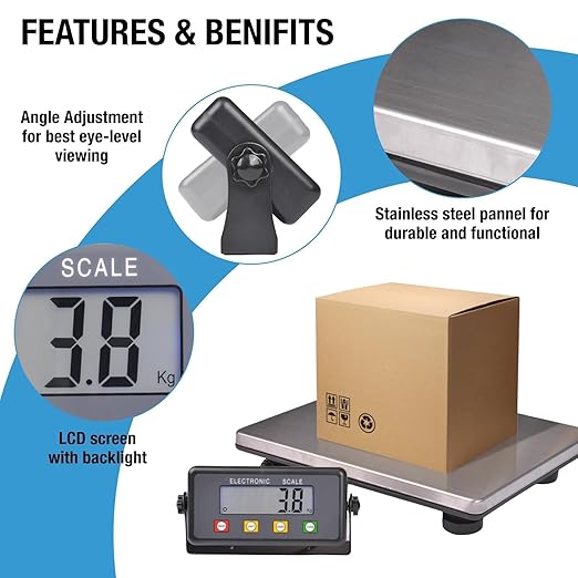 SurmountWay Large Shipping Scale, 440lb/0.35oz Digital Postal Scale with Tare/Count/Auto-Off Function, High Accurate Shipping Scale for Packages,Small Business,Luggage,Warehouse,Home (15.3"x11.8")