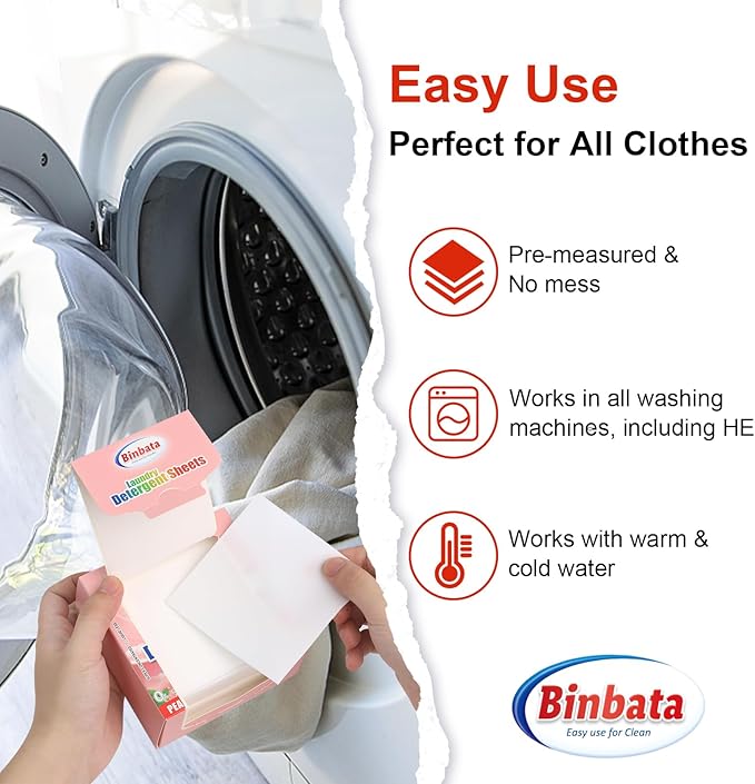 Laundry Detergent Sheets - Up To 128 Loads, Hypoallergenic, Eco-Friendly Peach Scent, Biodegradable, Plastic Free, Liquidless Laundry Sheets Suitable for Sensitive Skin
