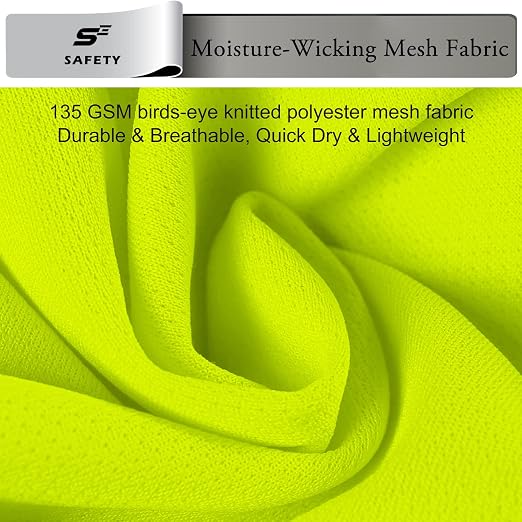 sesafety High Visibility Long Sleeve Construction Work Shirts Yellow M