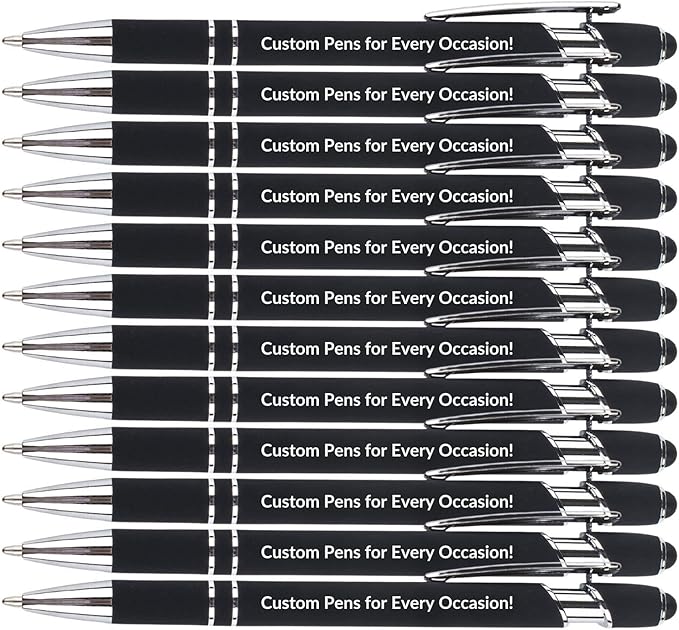 Personalized Custom Pens in Bulk – Engraved Black Ink Ballpoint Pens for Business Gifts, Customizable Writing Pens for Men and Women(Silver)