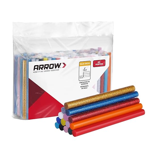 Arrow Mini Hot Glue Sticks, 200 Pack Multi Colored Glue Gun Sticks, Hot Melt High Viscosity All-Purpose Gun Stick in 15 Colors for DIY Art Craft