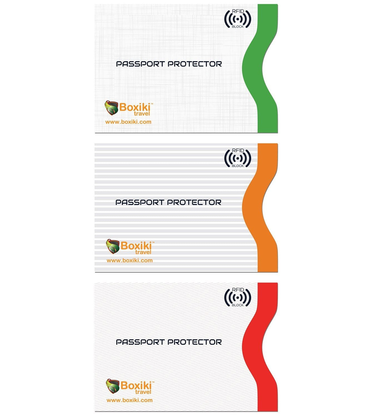 Boxiki Travel Set of 15 RFID, Set with Color Coding | Identity Theft Prevention RFID Blocking Envelopes and Passport Covers (White Collection)