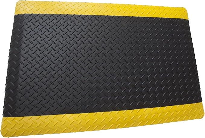 Rhino Mats, American Classic Diamond Anti-Fatigue Mats, Industrial Ergonomic Comfort Standing Mat for Work, Home, Garage, Office, Kitchen or Anywhere (Black/Yellow 9/16" Thick, 2 FT. x 5 FT.)