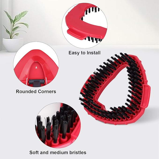 RinseClean Spin Mop Head Refill for Vileda EasyWring 2-Tanks System - Rotating Microfiber Triangle Replacement Pads Washable & Reusable fit All Floor - 4 Cloth 1 Mop Base 1 Handle and 1 Brush
