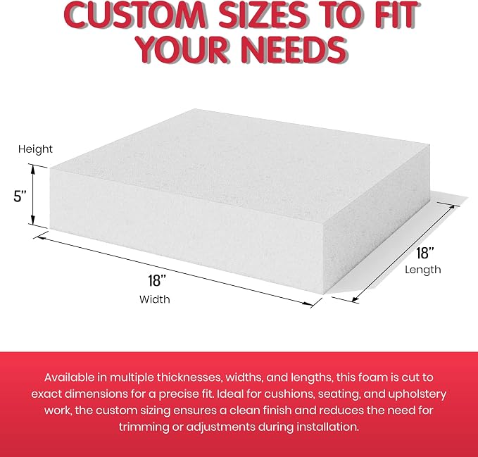 FOAMYFOAM 6Pack of High Density 6 inch Thick, 18 inch Wide, 18 inch Long Upholstery Foam, Cushion Replacement