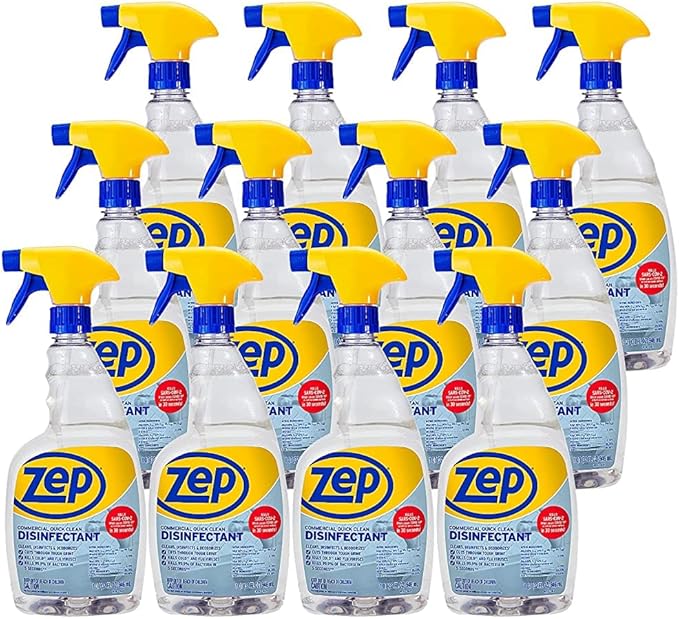 Zep Quick Clean Disinfectant 32 oz. Case of 12 Kills 99.9% of Bacteria in 5 Seconds (ZUQCD32)