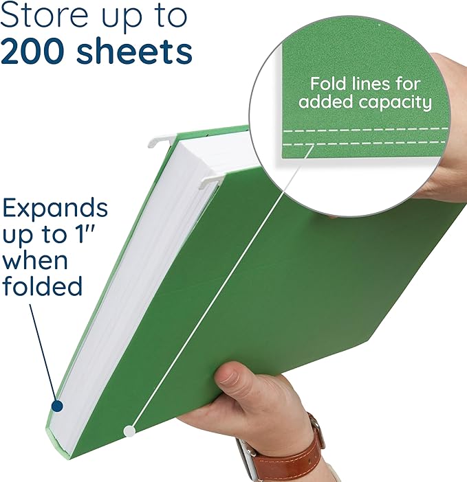 Blue Summit 75 Pack Colored Hanging File Folders Letter Size No Expansion, Colored Hanging File Folders Bulk, Assorted Colors, Designed for Bulky Files, Medical Charts, 1/5 Tabs