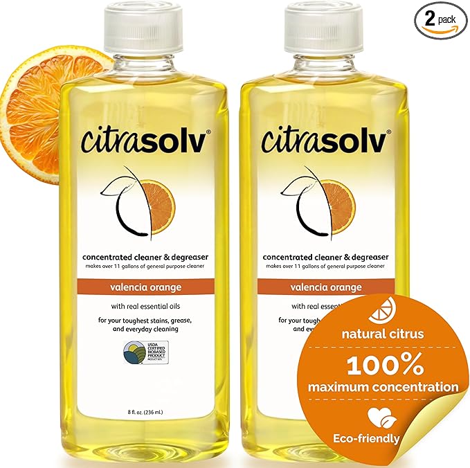 Citra Solv Concentrated Household Cleaner & Degreaser -Valencia Orange Scent 8 fl oz Safe, Effective, and Versatile Cleaning Solution, Natural Ingredients Non Toxic,Biodegradable, Made in USA (2)