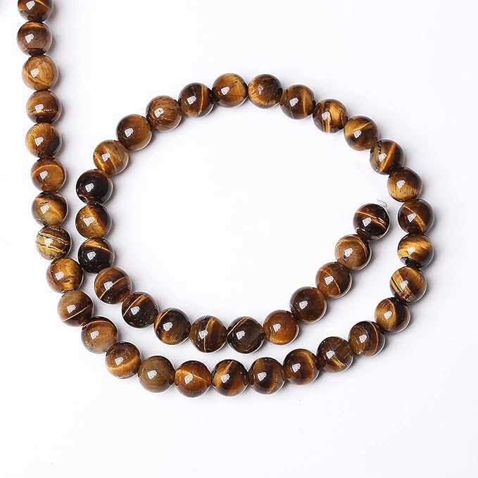 90PCS 8mm Natural Yellow Tiger Eye Stone Beads Semi Gemstone Round Loose Beads for Jewelry Making 32" 2 Strand DIY Bracelet Necklace Earrings