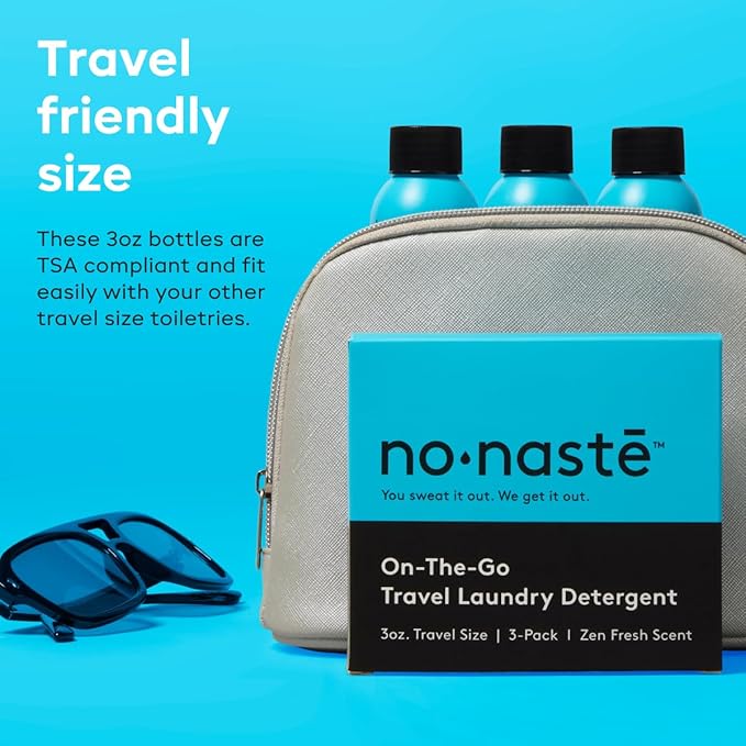 Nonaste Travel Laundry Detergent - Zen Fresh, 3 Fl Oz (Pack of 3), 9 Loads - Travel Size Laundry Detergent for Workout Clothes & More - TSA Compliant for On the Go