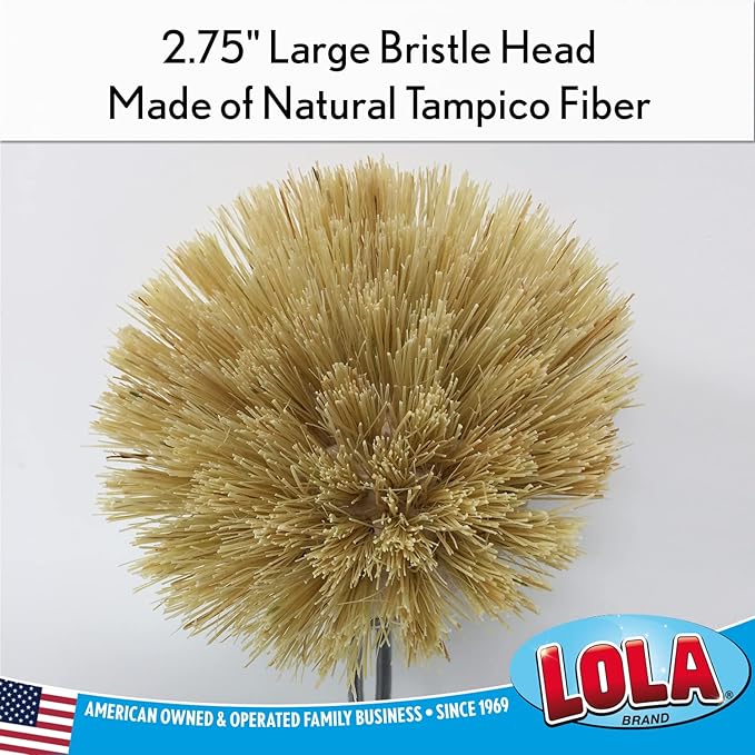 LOLA Replacement Large Head for The Original Tampico Vegetable & Dish Brush, Birchwood & Poly Bristles, Reusable & Washable, 1 Pack