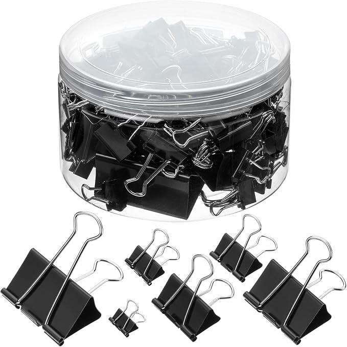 Mr. Pen- Binder Clips, 120 Pcs, Assorted Sizes, Black, Medium, Small, Office Supplies, Paper Clips