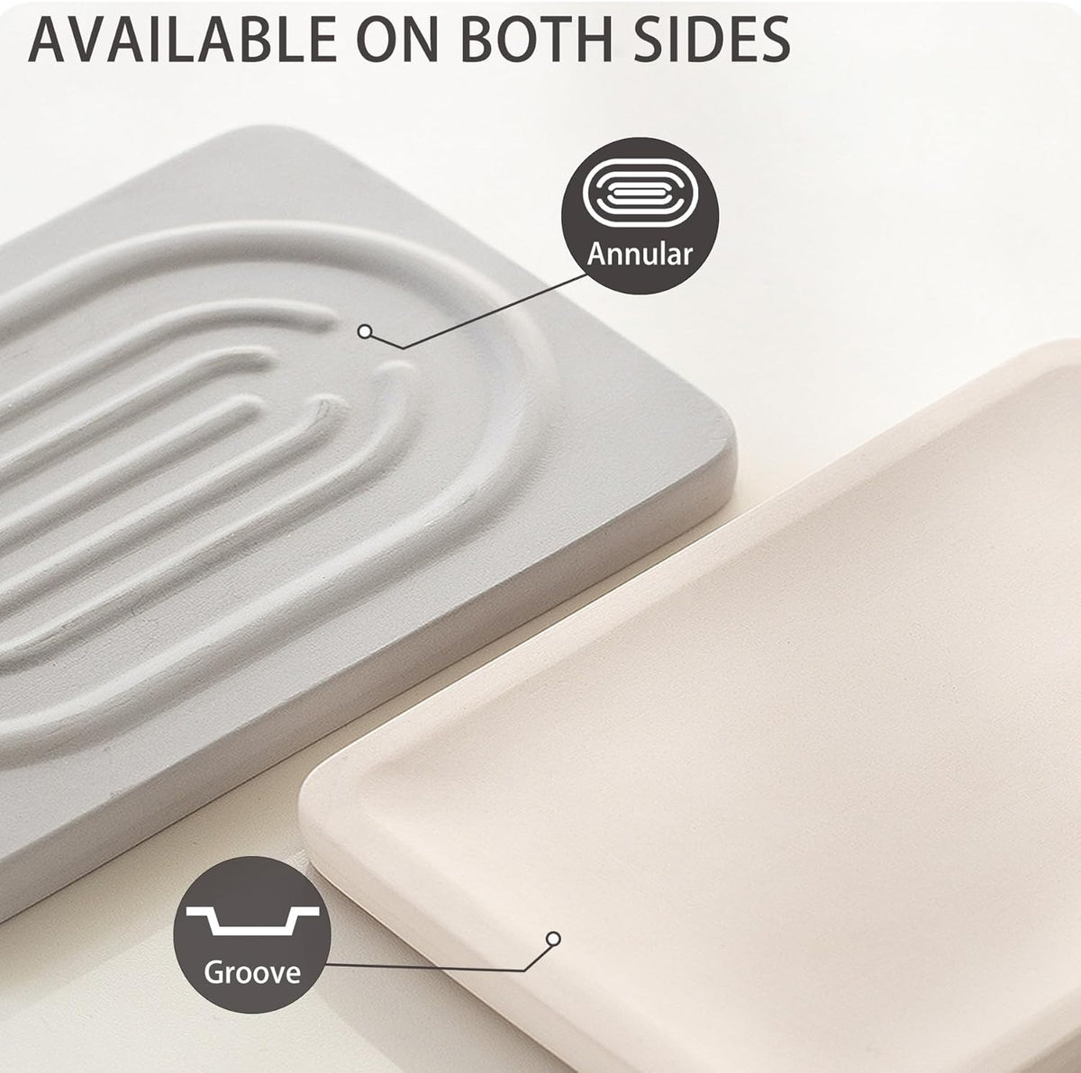 Diatomite Soap Dish for Kitchen Organizer, Quick Dry Sink Caddy Holder for Sponge, Brush, Toothbrush - Fast Absorbing Stone Tray (Light Grey, 4.8" x 3.1")