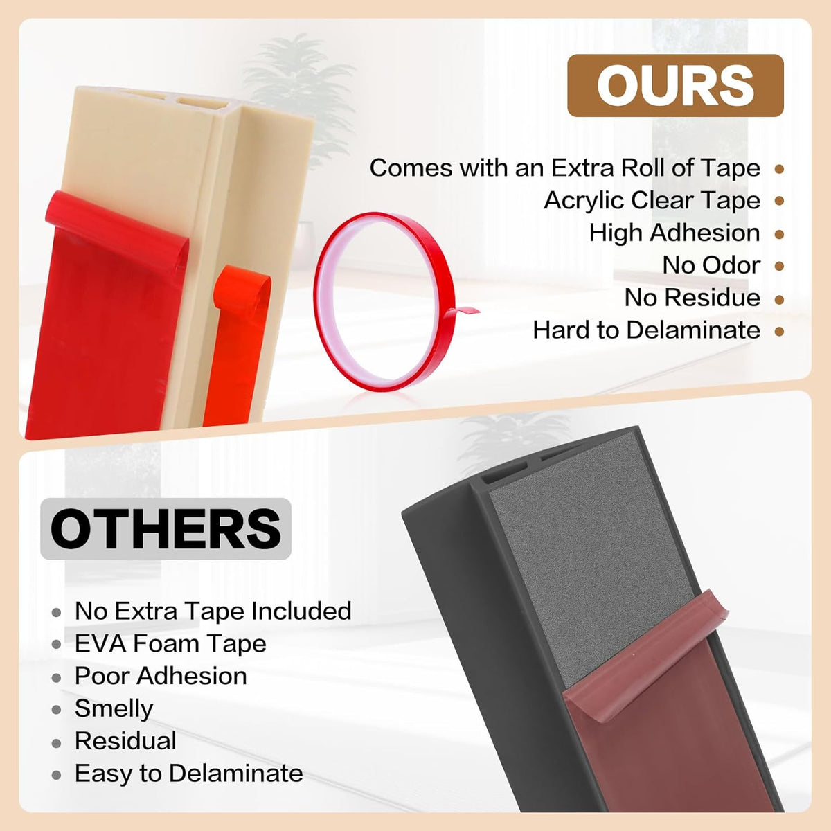 Floor Transition Strip Vinyl Door Threshold Ramp Self Adhesive Carpet Edging Strip Doorway Edge Trim, Overlap Edge Reducer for Laminate Carpet, Floor, Tile (Raw Wood Grain, 3/5" to 4/5", 3.3Ft)