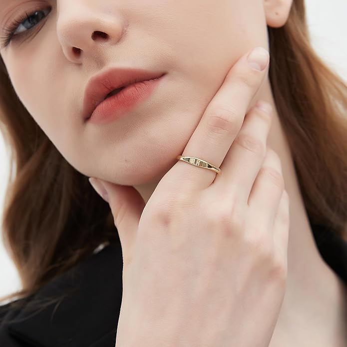 Gold Initial Rings for Women Non Tarnish Thumb Rings for Teen Girls 14K Gold plated for Women