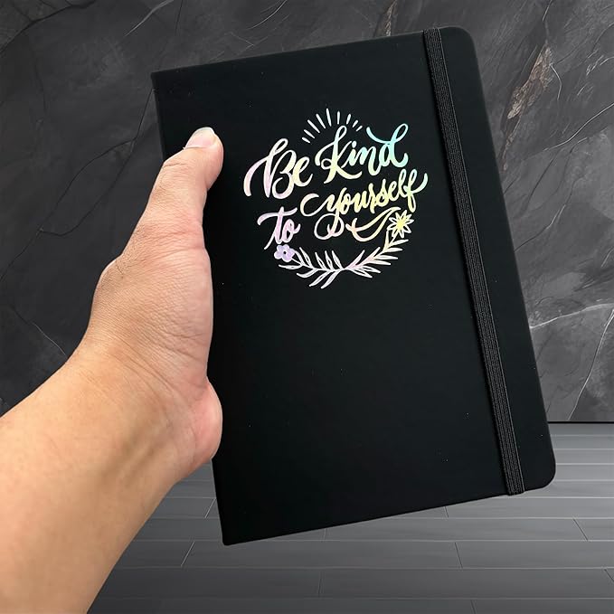 Dotted Notebook Journal 180GSM Bamboo Thick White Paper 160 Pages 5 * 5MM Dot Grid, Lay Flat Binding,Colored Silver Edges, Bookmarks and Expandable Back Pocket (BKP-8)