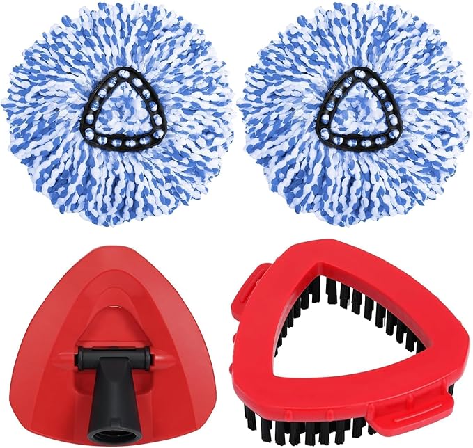 4 Pack Spin mop Replacement Head, Spin mop Scrub Brush,Microfiber Mop Refills, Easy to Replace,for Bathroom,Kitchen,Tub and Tile,Easy Cleaning,Suitable for Ocedar RinseClean 2-Tank System Spin Mop (A)