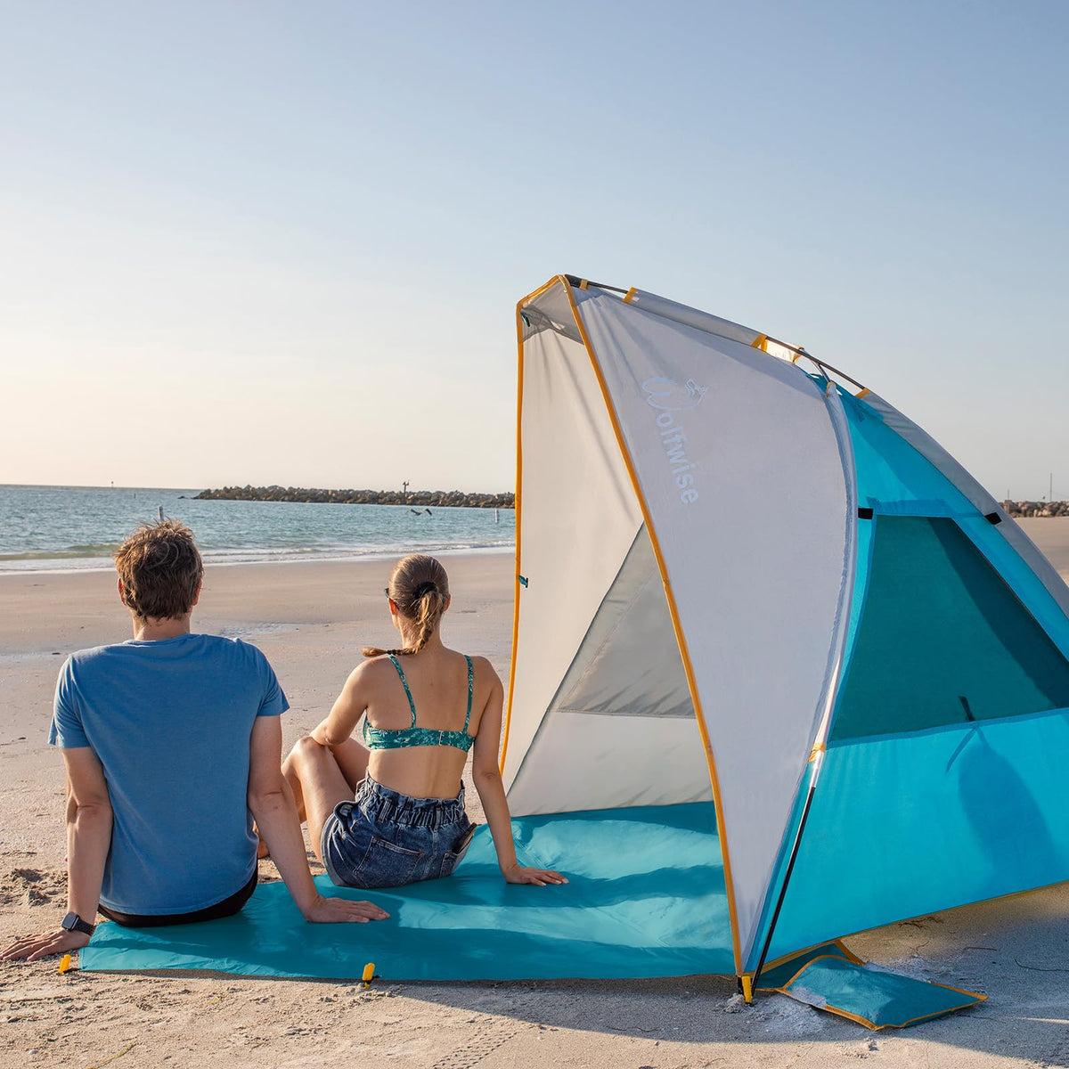 WolfWise Beach Tent Anti-UV Portable Sun Shade Shelter Blue