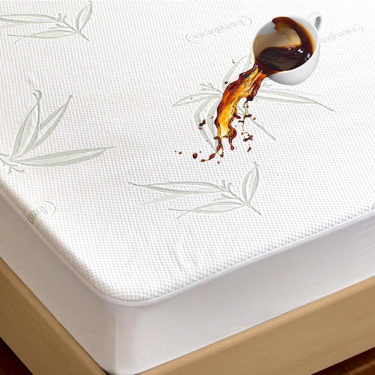 California King Mattress Protector Waterproof Mattress Pad Washable Bamboo Rayon Mattress Cover Breathable Noiseless Bed Protector 5" - 21'' Elastic Fitted Deep Pocket