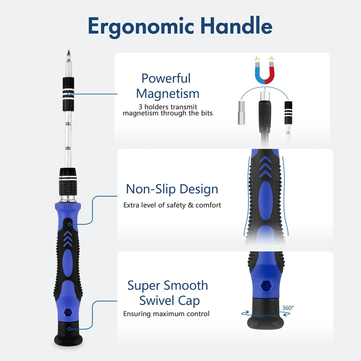 XOOL 62 in 1 Precision Screwdriver Kit, Electronics Repair Tool Kit, Magnetic Driver Kit with Flexible Shaft, Extension Rod for Mobile Phone, Smartphone, Game Console, PC, Tablet