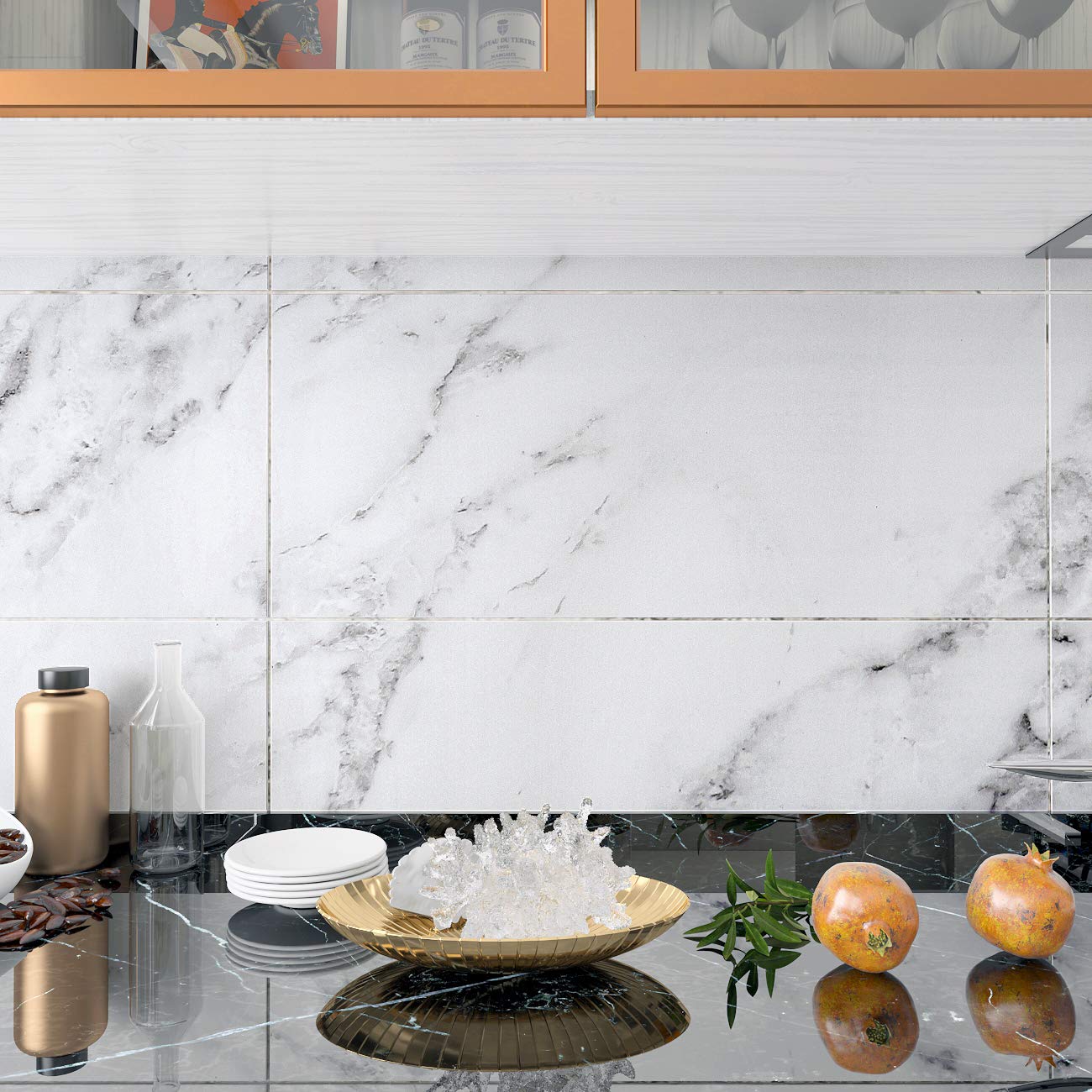 Decotalk 30"x200" Countertop Vinyl Wrap Marble Contact Paper White Counter Cover for Countertops Waterproof Matte Marbles Contact Paper for Counter Top Removable Marble Wallpaper Peel and Stick