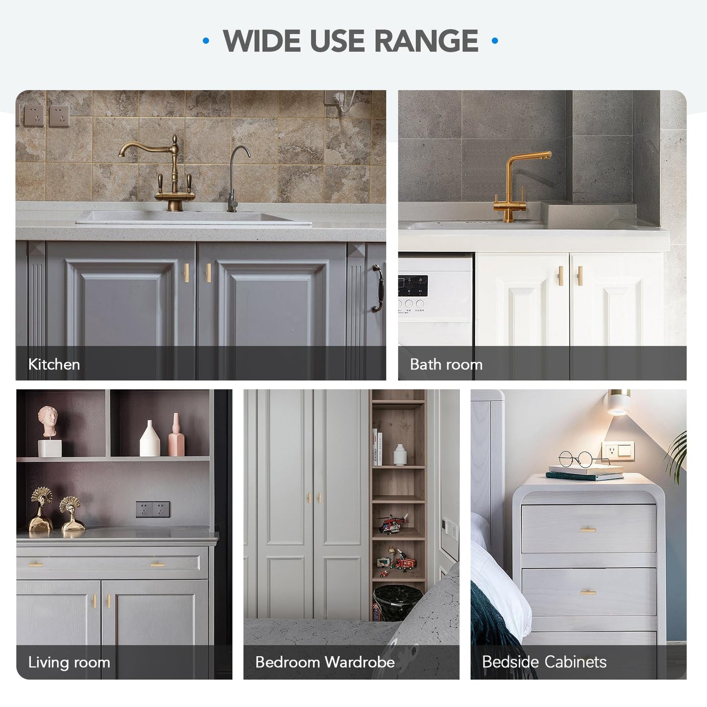 HOME EDIT 30 Pack Solid Single Hole Slim Square Bar Cabinet Pulls - Champagne Bronze Drawer knobs for Kitchen, Bathroom & Dresser Cabinets Hardware
