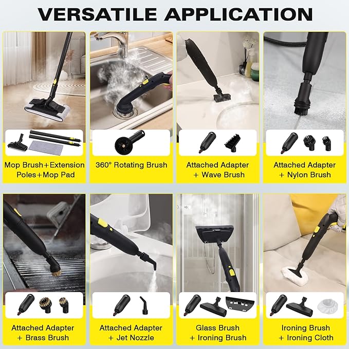 TVD Steam Cleaner, Steamer for Cleaning with 26 Accessories, Steam Cleaner for Home with 5M Extra-Long Power Cord for Home Floor Cleaning, Tile Detailing, Grout, Upholstery.