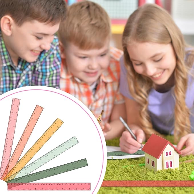 Panelee 306 Pcs 12 Inch Plastic Ruler Color Transparent Colorful Metric Clear Ruler with Inches and Centimeters for Kids School Home Classroom Office Back to School Gifts Supplies