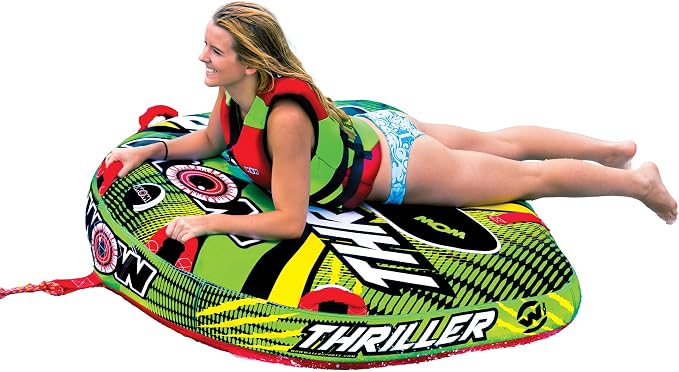 Wow Sports – Thriller Towable Deck Tube for Boating – 1 Person 170 lbs Capacity – Inflatable Boat Tube for Water Sports – Youth & Adults