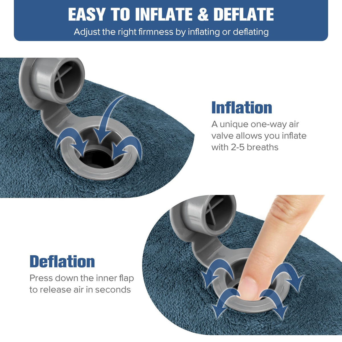 Rewondah Inflatable Travel Pillow for Sleeping Airplane - Inflatable Neck Pillow for Traveling on Plane with Washable Cover, Blow up Neck Travel Pillow for Airplanes, Cars - Portable and Comfortable