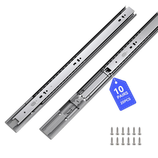 LONTAN Soft Close Drawer Slides 22 Inch Side Mount Heavy Duty Cabinet Drawer Glides 10 Pairs - Ball Bearing Full Extension Kitchen Cabinet Rails 100 LB Capacity
