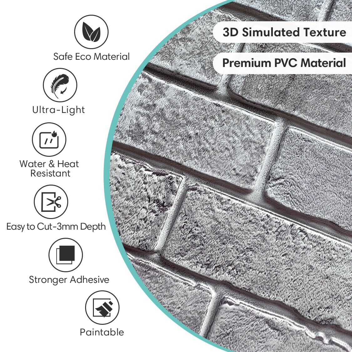 Commomy 3D Brick Peel and Stick -10 pcs 11.8"X11.8" Small Size Thin PVC Faux Brick Wall Panels Farmhouse 3D Wall Panels for Living Room,Bedroom,RV, Kitchen,Fireplace
