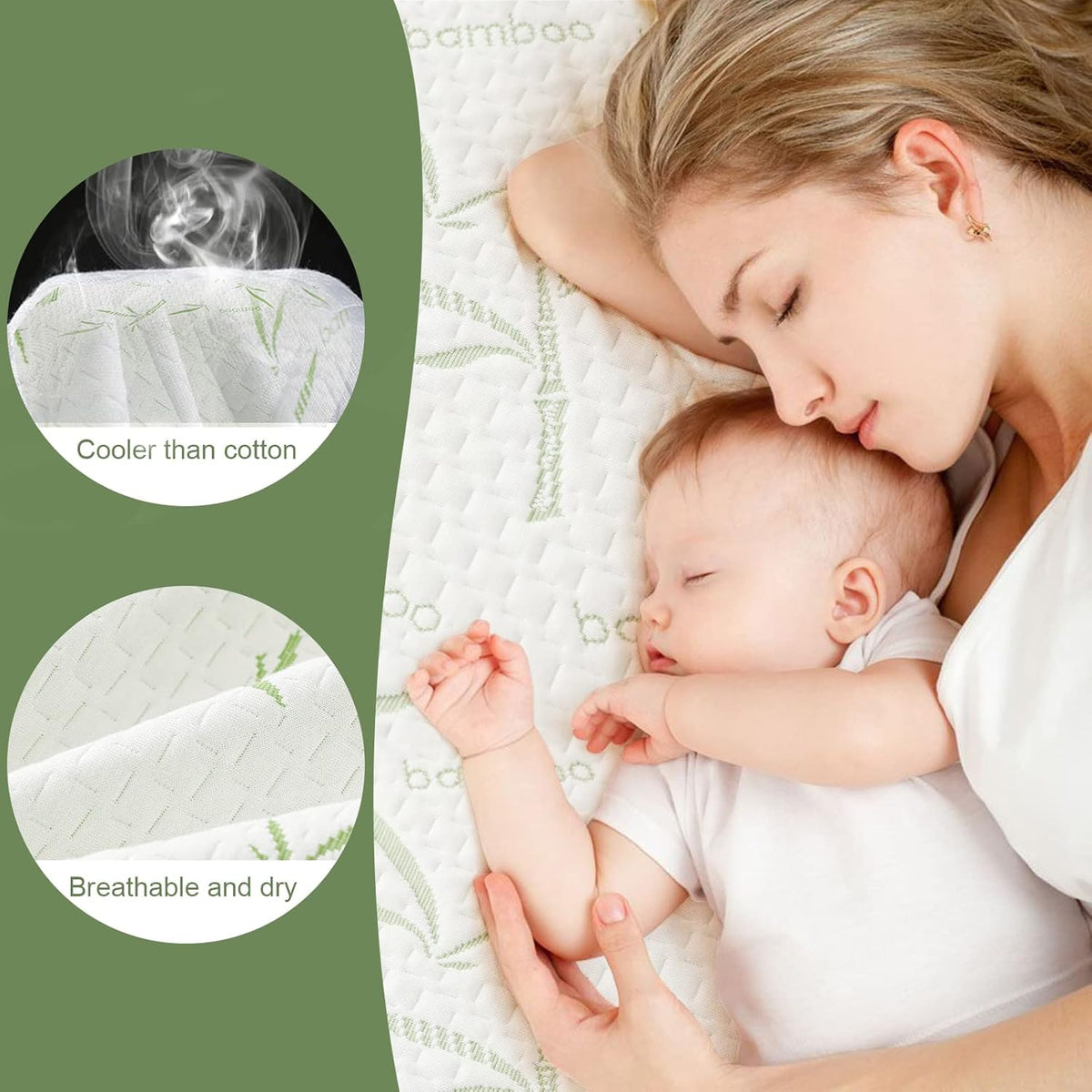California King Mattress Protector Waterproof Mattress Pad Washable Bamboo Rayon Mattress Cover Breathable Noiseless Bed Protector 5" - 21'' Elastic Fitted Deep Pocket