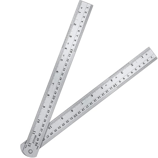 EBOOT Stainless 2 Pack Steel Ruler 12 Inch Metal Rule Kit with Conversion Table