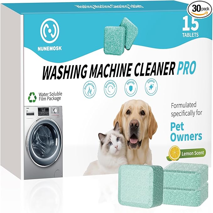 Washing Machine Cleaner -15 Pack, Formulated for Pet Owners | Compatible with HE, Top & Front Load Washer | Septic Safe | Fresh Scent | Removes Residue | Remove Stubborn Pet Hair