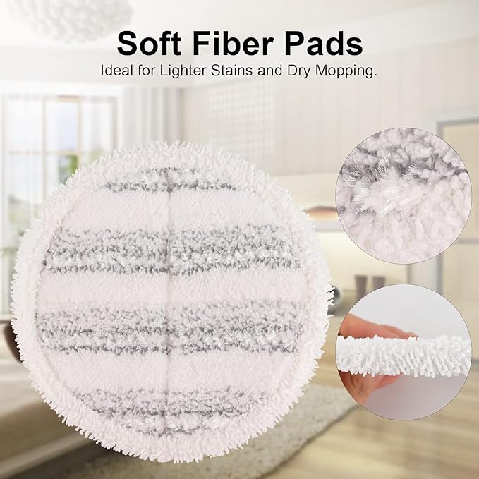 Electric Spin Mop Pads, 7.28in Round Replacement Pads for Floor Cleaning (8 Pack)