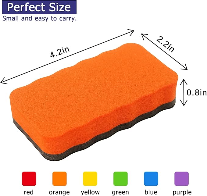 Tamaki 6 Pack Magnetic Whiteboard Eraser, Dry Eraser Board Erasers, Dry Erasers for White Board, Whiteboard Erasers for Kids Classroom, 6 Colors, Wavy, 4.2 x 2.2 x 0.8 Inch